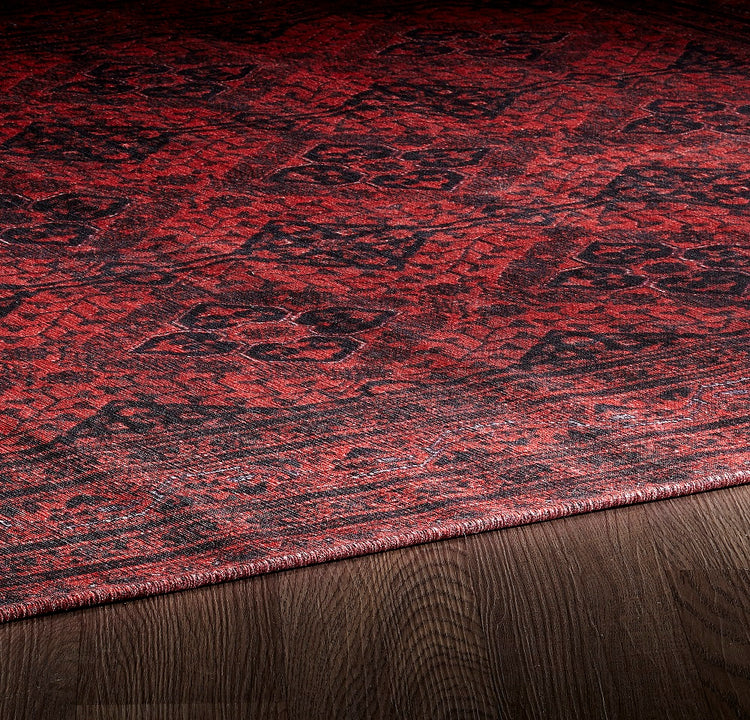 Sparx Medallion Red Washable Modern Rug by Viana