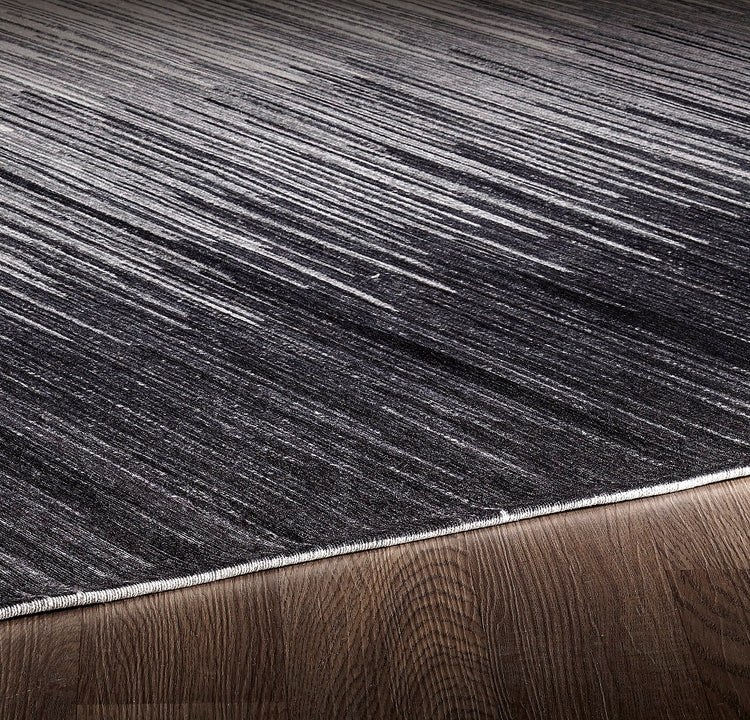 Sparx Midnight Black White Distressed Modern Rug by Viana