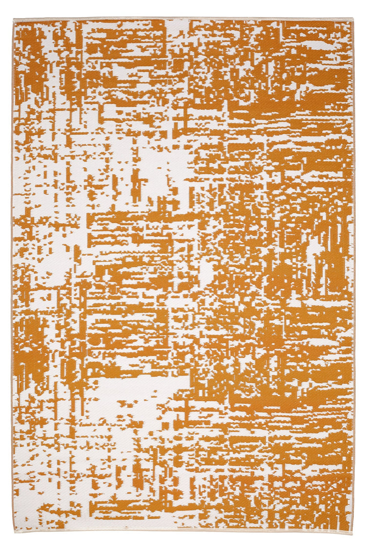 Fiesta FIE-4503-OCHRE Indoor Outdoor Ochre Yellow Abstract Reversible Plastic Area Rug By Viana Inc