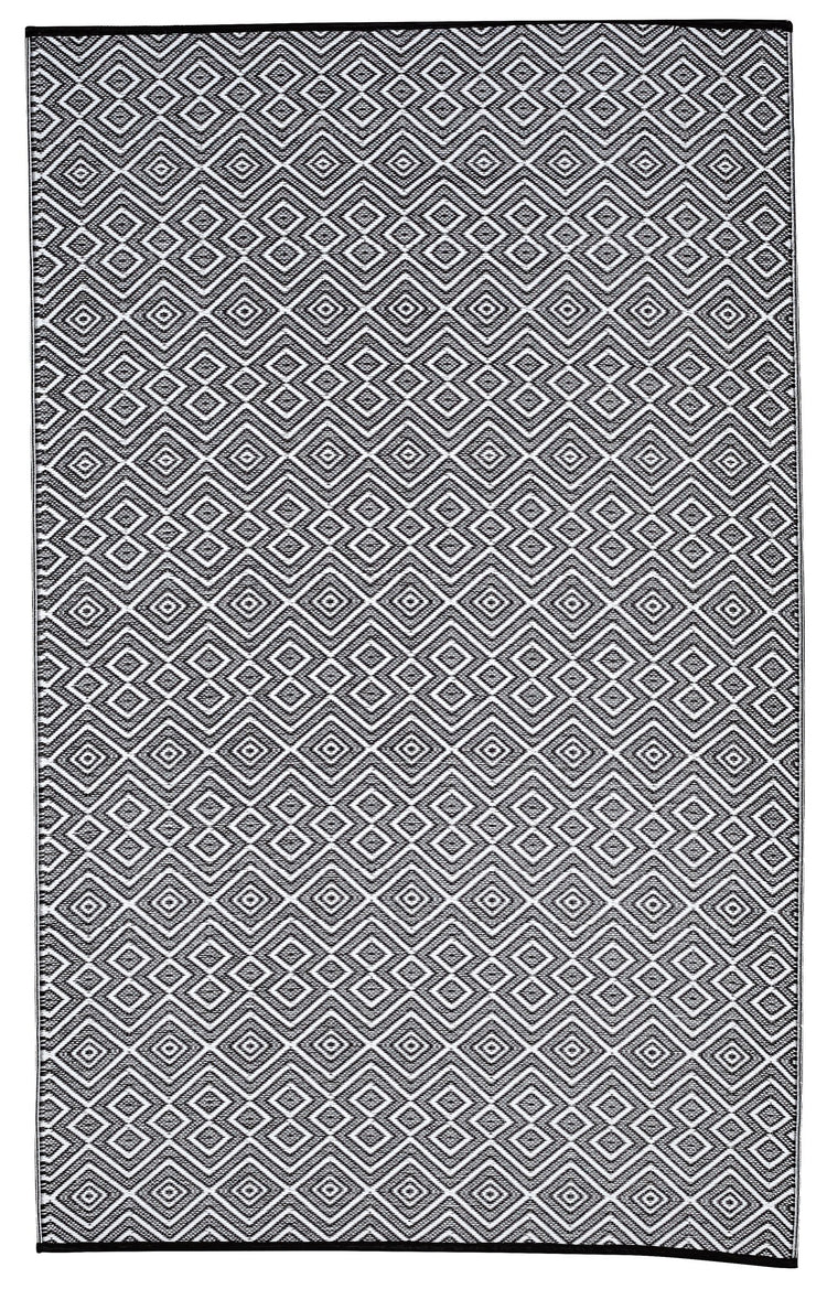 Fiesta FIE-4508-BLKWHT Indoor Outdoor Black White Mirage Reversible Plastic Area Rug By Viana Inc