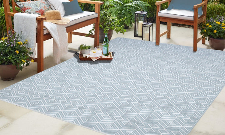 Fiesta FIE-4508-BLUE Indoor Outdoor Blue Mirage Reversible Plastic Area Rug By Viana Inc