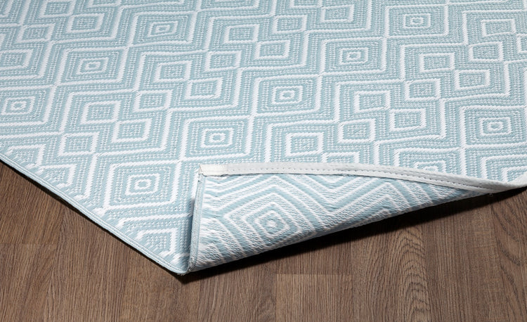 Fiesta FIE-4508-BLUE Indoor Outdoor Blue Mirage Reversible Plastic Area Rug By Viana Inc