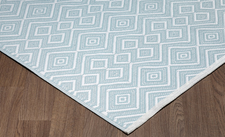 Fiesta FIE-4508-BLUE Indoor Outdoor Blue Mirage Reversible Plastic Area Rug By Viana Inc