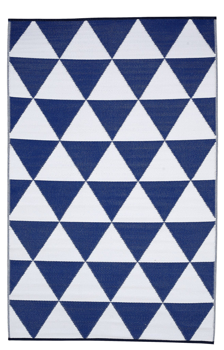 Fiesta FIE-4515-BLUE Indoor Outdoor Blue Triangle Reversible Plastic Area Rug By Viana Inc