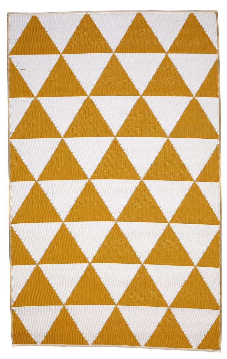 Fiesta FIE-4515-YELL Indoor Outdoor Ochre Triangle Reversible Plastic Area Rug By Viana Inc