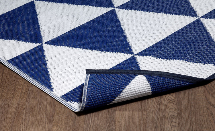 Fiesta FIE-4515-BLUE Indoor Outdoor Blue Triangle Reversible Plastic Area Rug By Viana Inc