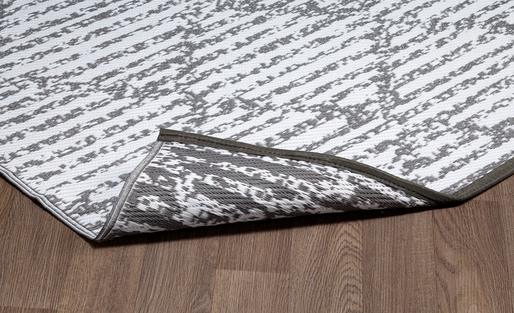 Fiesta FIE-4519-GREY Indoor Outdoor Grey Palm Beach Reversible Plastic Area Rug By Viana Inc