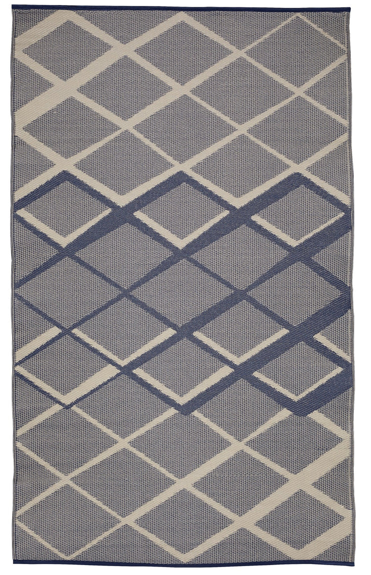 Fiesta FIE-4524-BLUE Indoor Outdoor Blue Large Diamond Reversible Plastic Area Rug By Viana Inc