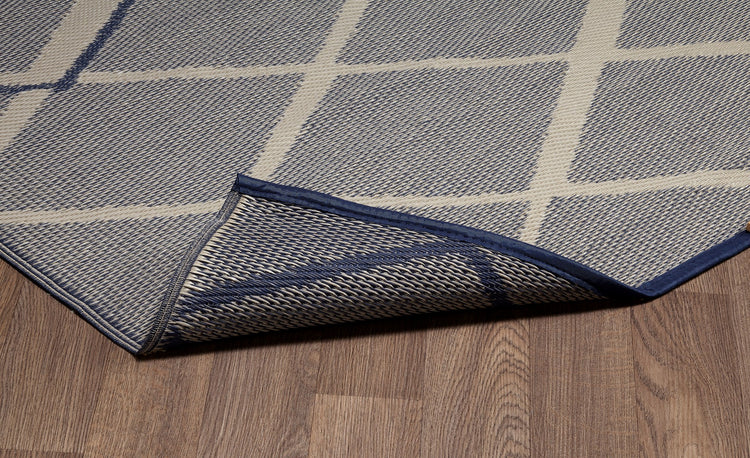 Fiesta FIE-4524-BLUE Indoor Outdoor Blue Large Diamond Reversible Plastic Area Rug By Viana Inc