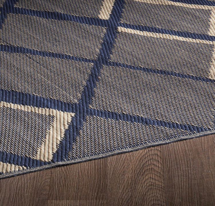 Fiesta FIE-4524-BLUE Indoor Outdoor Blue Large Diamond Reversible Plastic Area Rug By Viana Inc
