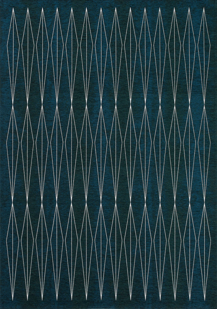 Cathedral Teal Cream Slender Diamonds Rug by Kalora Interiors