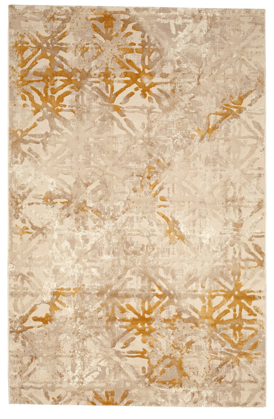 Aria ARI-4684A Textured Polypropylene Yellow Grey Area Rug By Viana Inc
