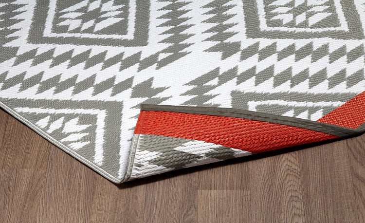 Fiesta FIE-5435-RED Indoor Outdoor Moroccan Red Band Reversible Plastic Area Rug By Viana Inc
