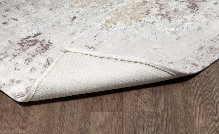 Sparx Distressed Beige Grey Washable Modern Rug by Viana