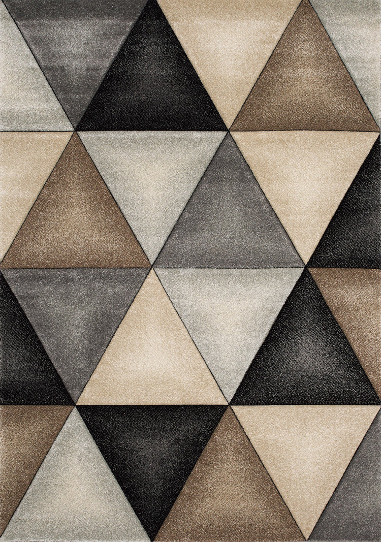 Freemont Grey Beige Brown Triangles Rug by Kalora Interiors