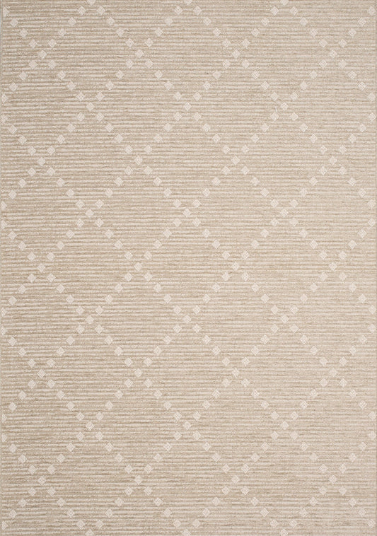 Vista Beige Cream Dot Trellis Indoor/Outdoor Rug by Kalora Interiors