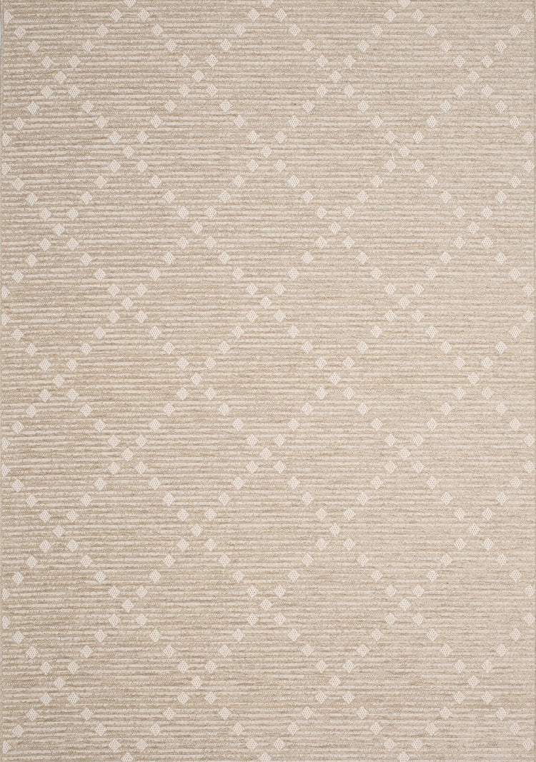 Vista Beige Cream Dot Trellis Indoor/Outdoor Rug by Kalora Interiors