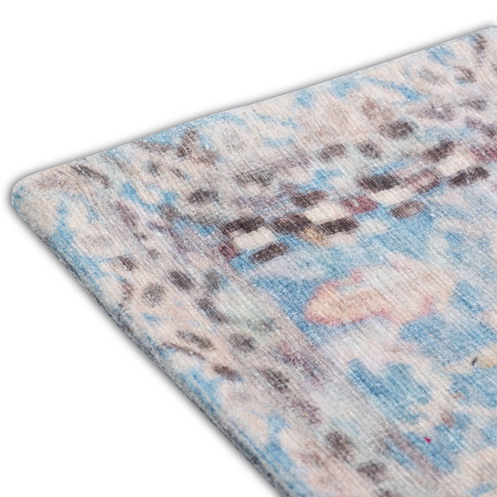 Sparx Distressed Blue Orange Washable Transitional Rug by Viana