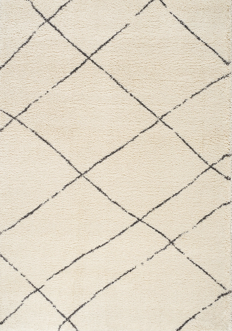Maroq Cream Grey Uneven Trellis Rug by Kalora Interiors