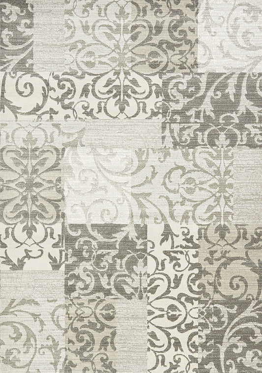 Alfombra de patchwork de damasco gris Intrigue de Kalora Interiors
