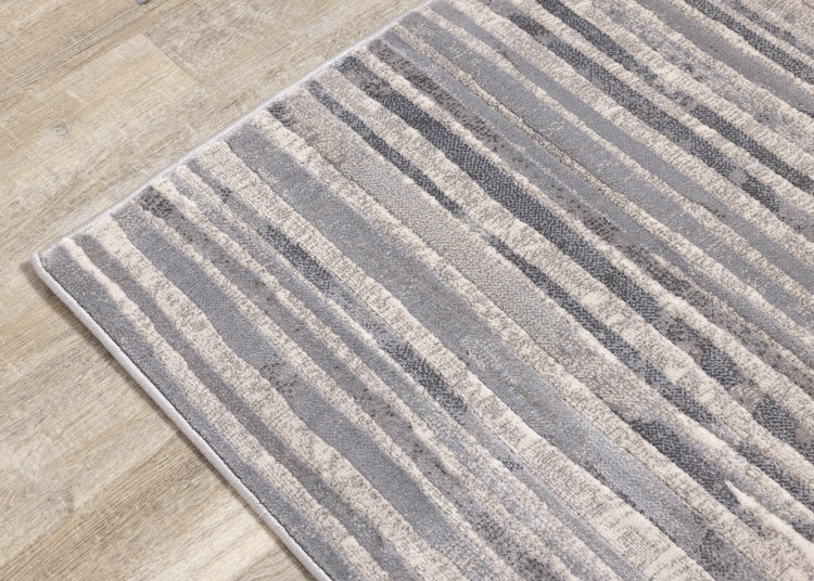 Alida Grey Distressed Striped Rug by Kalora Interiors