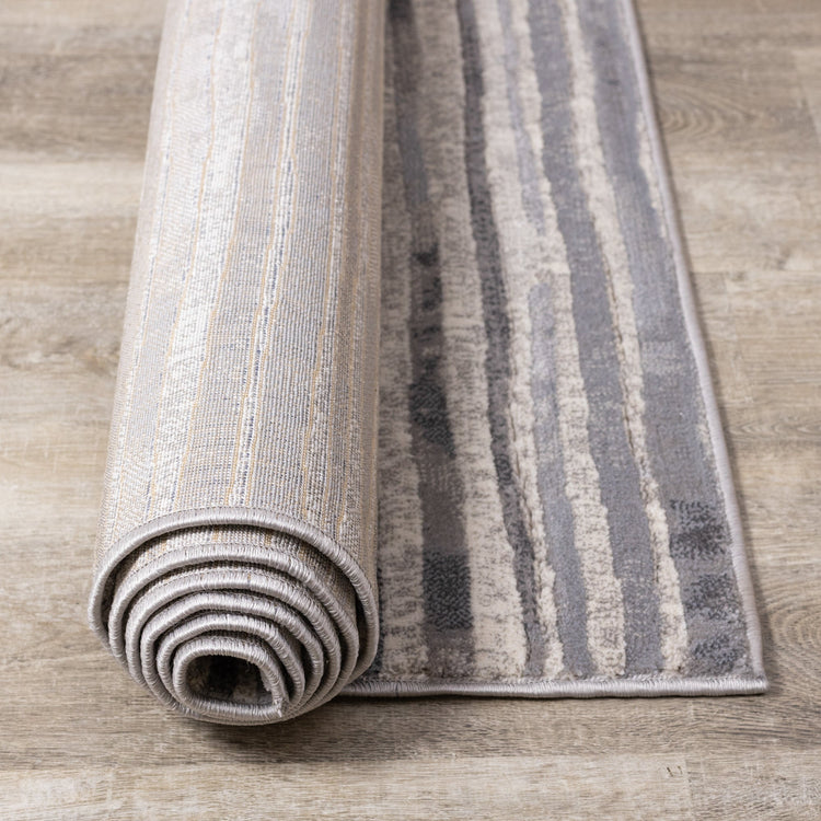 Alida Grey Distressed Striped Rug by Kalora Interiors