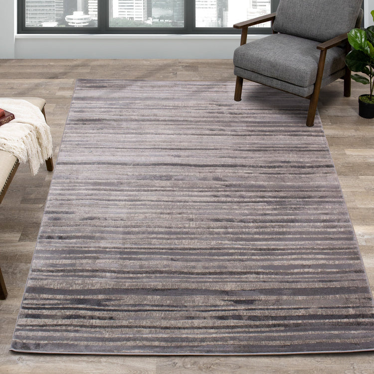 Alida Grey Distressed Striped Rug by Kalora Interiors