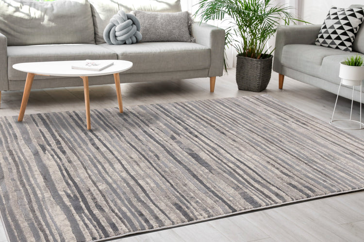 Alida Grey Distressed Striped Rug by Kalora Interiors