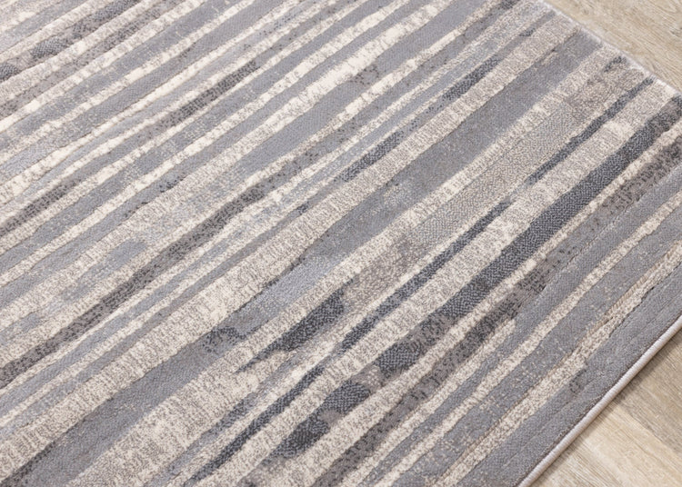 Alida Grey Distressed Striped Rug by Kalora Interiors