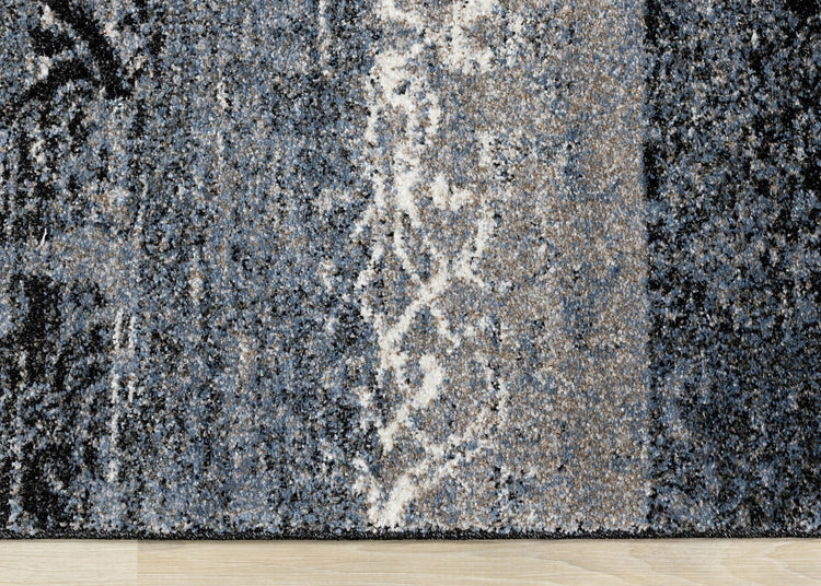 Breeze Blue Black Cream Pattern Patchwork Rug by Kalora Interiors