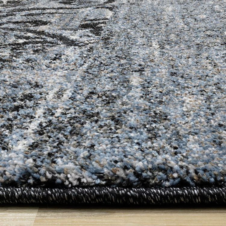 Breeze Blue Black Cream Pattern Patchwork Rug by Kalora Interiors