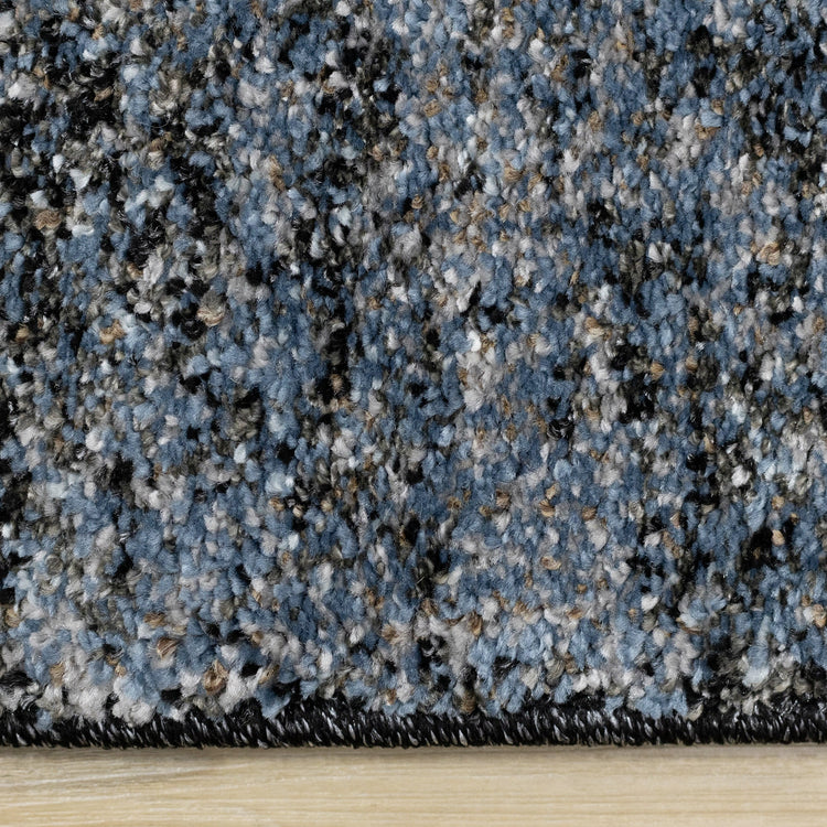 Breeze Blue Black Cream Pattern Patchwork Rug by Kalora Interiors