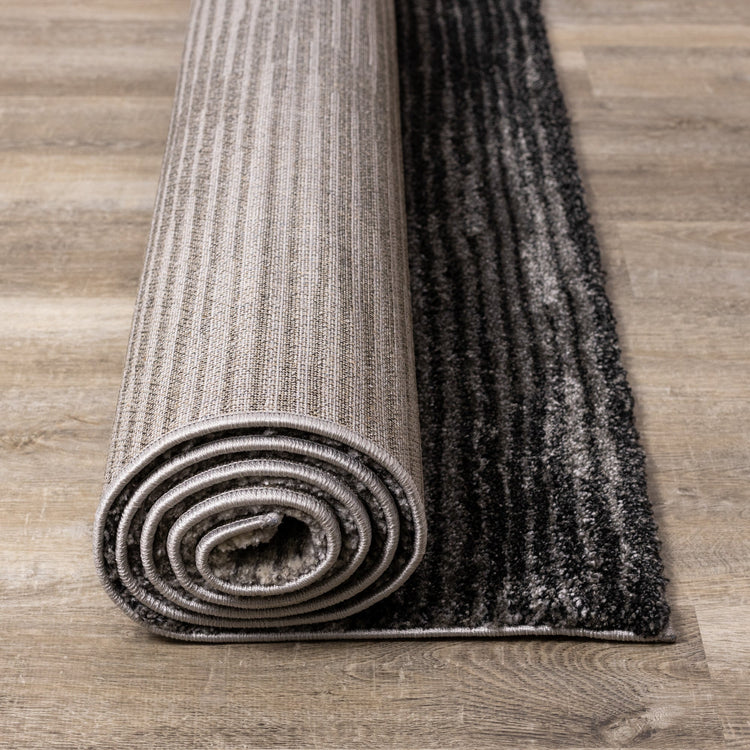 Breeze Grey Distressed Lines Rug by Kalora Interiors