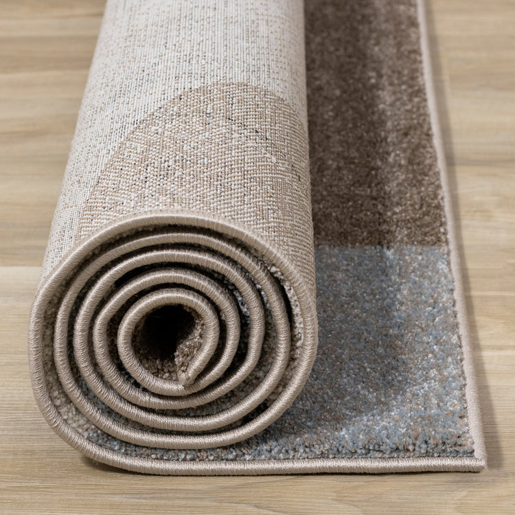 Breeze Cream Brown Grey Geometric Shapes Rug by Kalora Interiors
