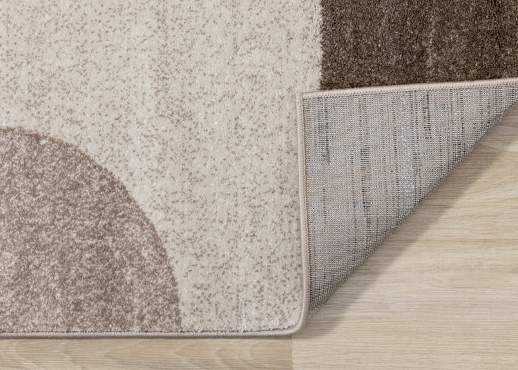 Breeze Cream Brown Grey Geometric Shapes Rug by Kalora Interiors
