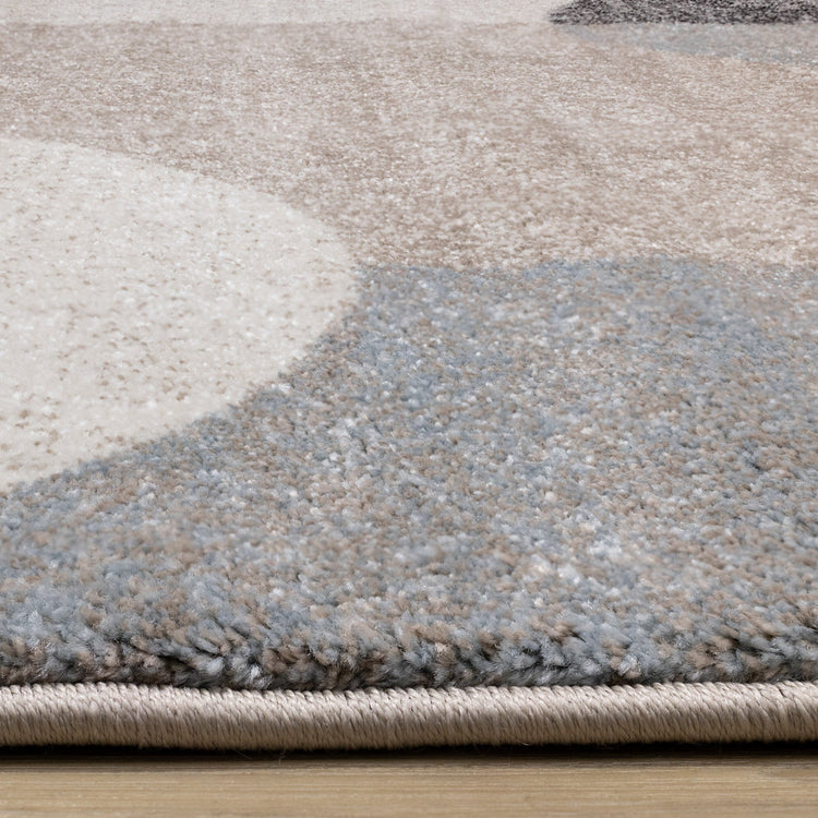 Breeze Cream Brown Grey Geometric Shapes Rug by Kalora Interiors