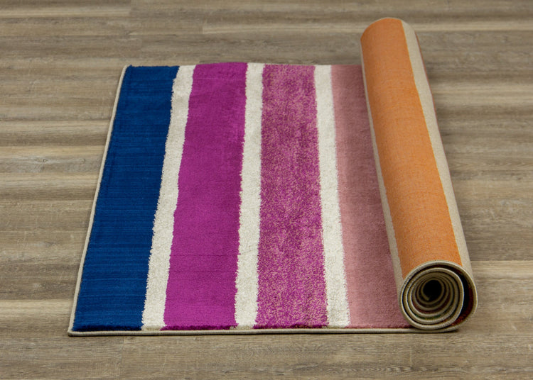 Brighton Pink Orange Stripes Rug by Kalora Interiors
