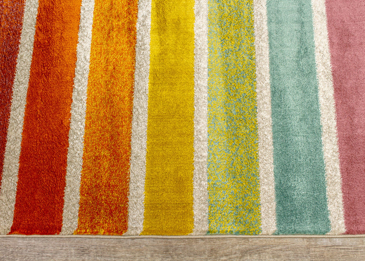 Brighton Pink Orange Stripes Rug by Kalora Interiors
