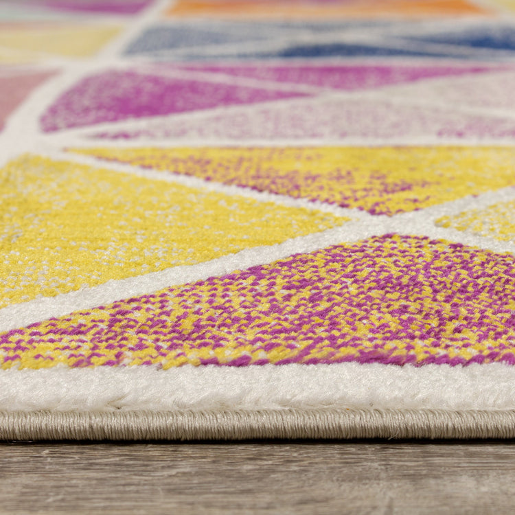 Brighton Beige Yellow Geometric Rug by Kalora Interiors