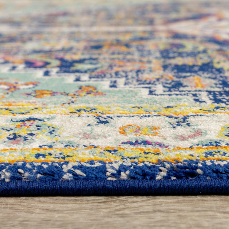 Brighton Blue Beige Multicolour Traditional Rug by Kalora Interiors