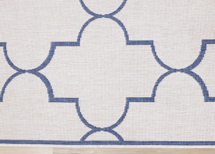 Bristol Blue White Outdoor Reversible Geometric Rug by Kalora Interiors