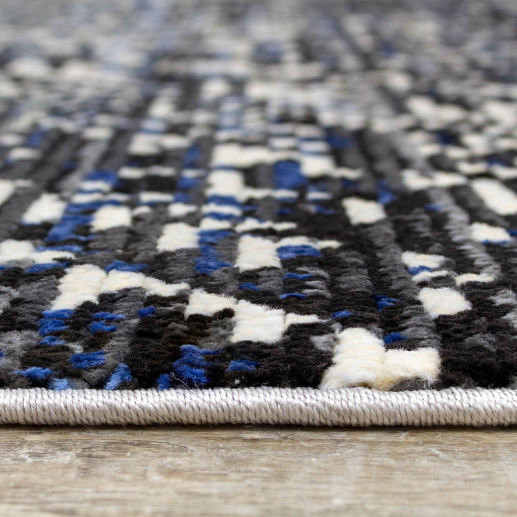 Calabar Black Grey Blue Global Inspired Rug by Kalora Interiors
