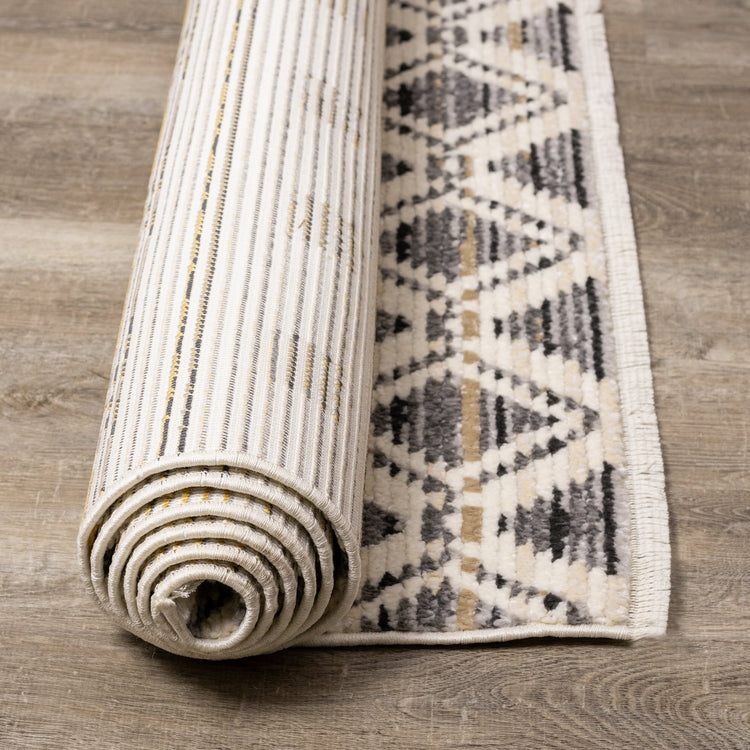 Calabar Cream Grey Yellow Tribal Rug by Kalora Interiors