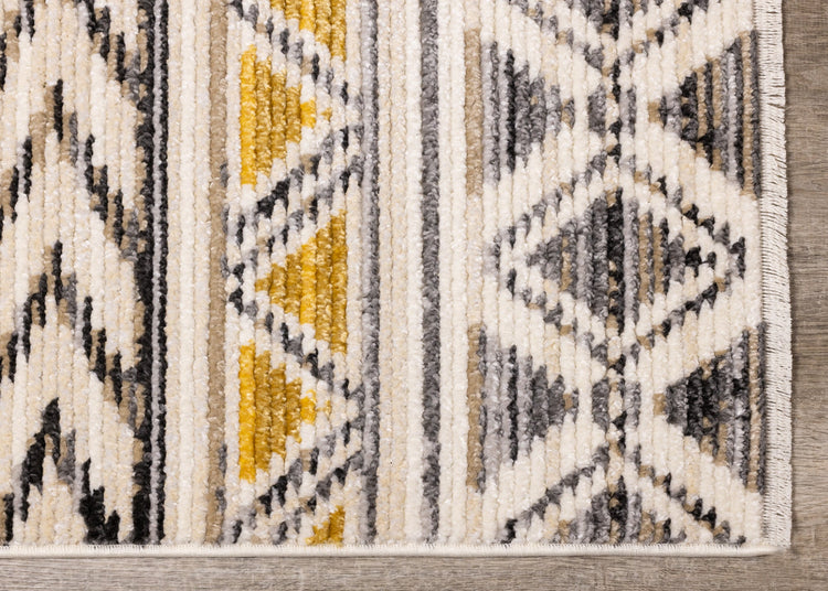 Calabar Cream Grey Yellow Tribal Rug by Kalora Interiors