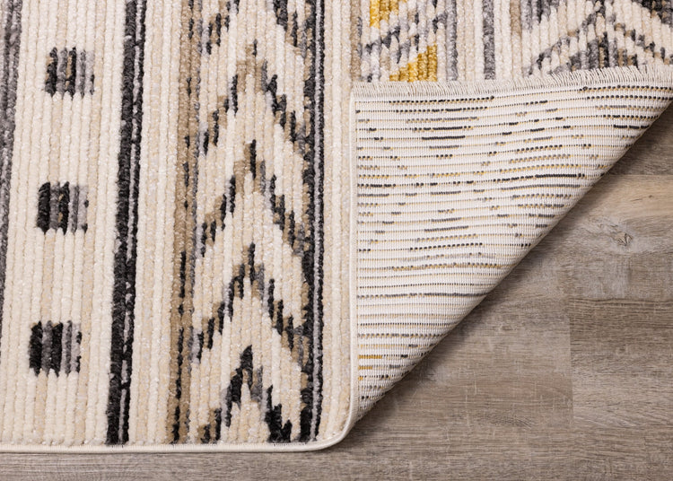 Calabar Cream Grey Yellow Tribal Rug by Kalora Interiors