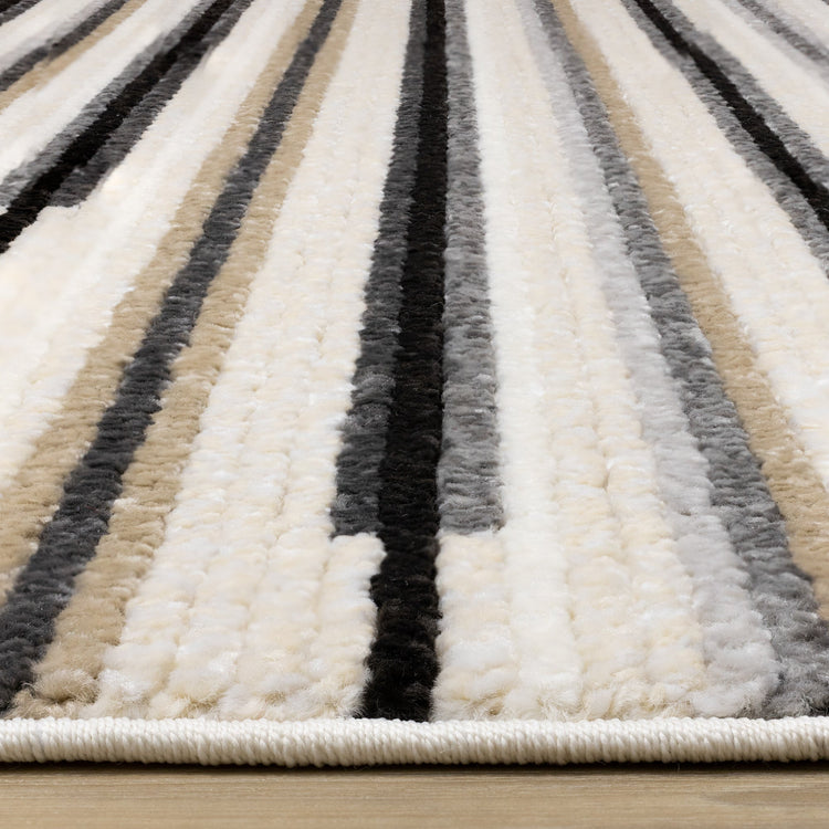 Calabar Cream Grey Beige Piano Key Pattern Rug by Kalora Interiors