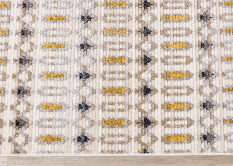 Calabar Cream Yellow Grey Bold Southwestern Rug by Kalora Interiors