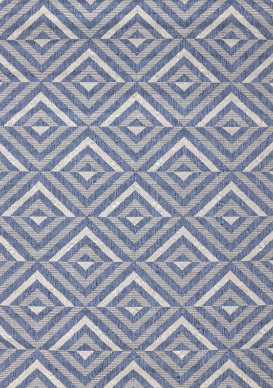 Canopy Blue Grey Geometric Indoor/Outdoor Rug by Kalora Interiors