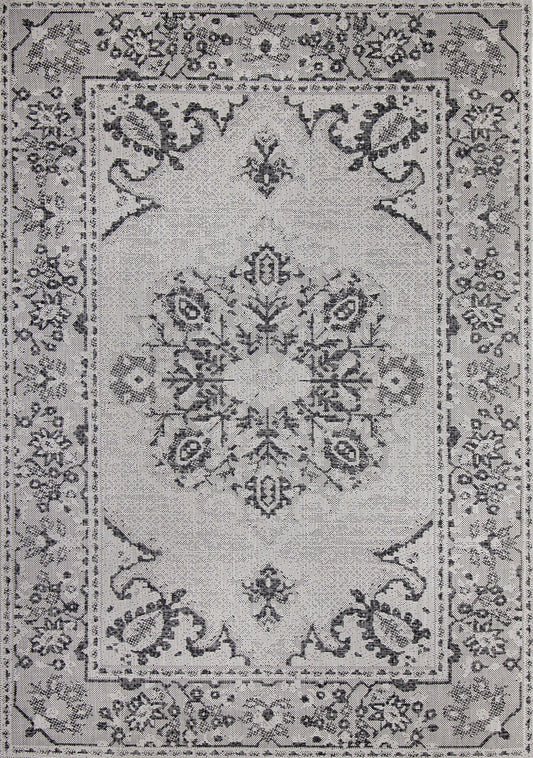 Canopy Grey Black Traditional Indoor/Outdoor Rug by Kalora Interiors
