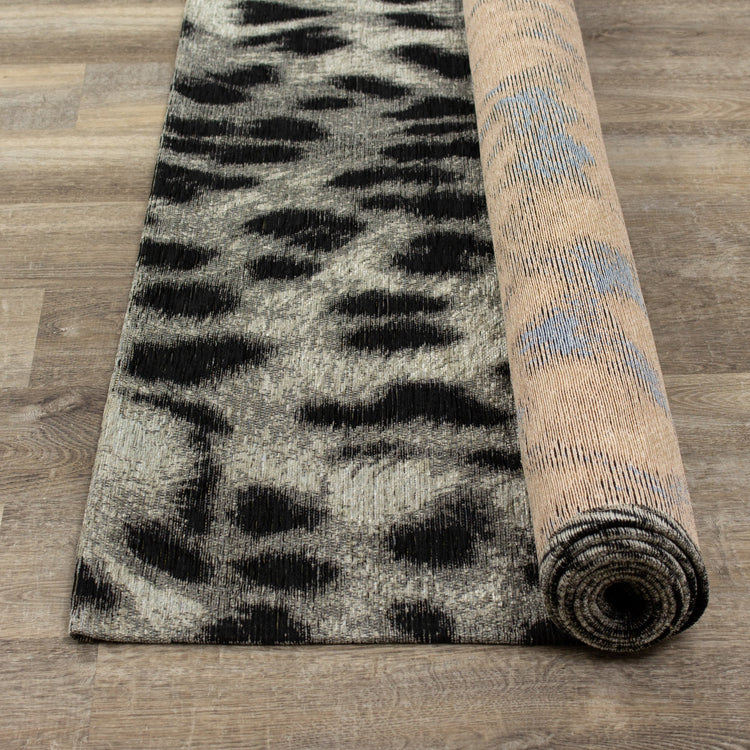 Cathedral Grey Black Leopard Print Rug by Kalora Interiors